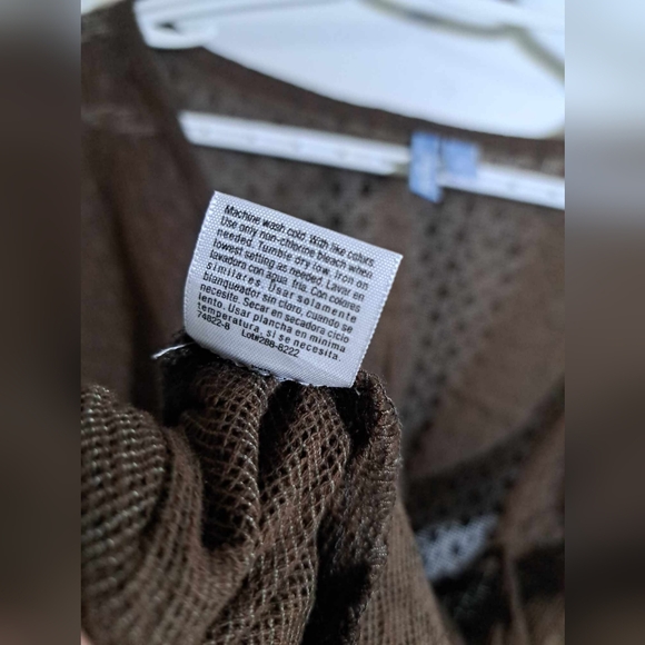 St Johns Bay Brown Long Sleeve Lace Top - Picture 5 of 6